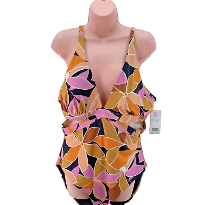 F&F Swimsuit Large Floral Print, Bold Nautica, Size UK 20, Multi,  RRP £27.50 - Image 1 of 4