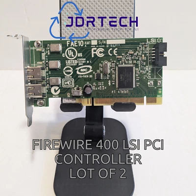 Lot of 2 Dell LSI 2 PORT IEEE 1394 PCI CONTROLLER FireWire 400 Half Height - Image 1 of 4