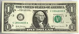 2017 A 1954 August $1 Dollar Bill Fancy Serial Birthday Anniversary Note - Picture 1 of 2