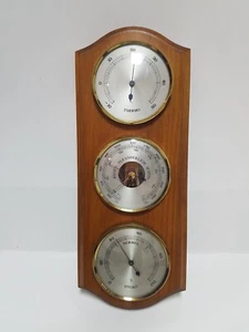 Wetterstation aus Massivholz Thermometer Hygrometer Barometer - Bild 1 von 2