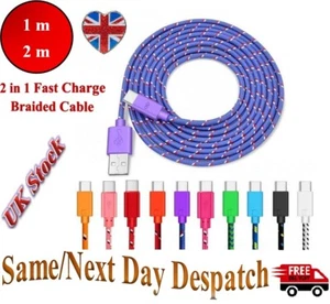 USB C Type C Charging Cable Braided Fast Phone Charger Long Lead 1m 2m 3m - Picture 1 of 22