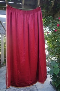 DE COLECCIÓN ~ CORTINAS DE SEDA ROJA CON CORTINAS DE CORTE GIMP TRENZADAS DORADAS - Imagen 1 de 10