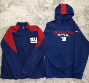 Lot 2 NY Giants Football Rebook Hoodie & Fleece NFL Team Size Youth Large 14/16 - Picture 1 of 13