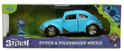 LILO & STITCH 1959 BLUE PUNCH BUGGY WITH STITCH FIGURE 1:32 DIE-CAST JADA 2024 - Image 1 of 4