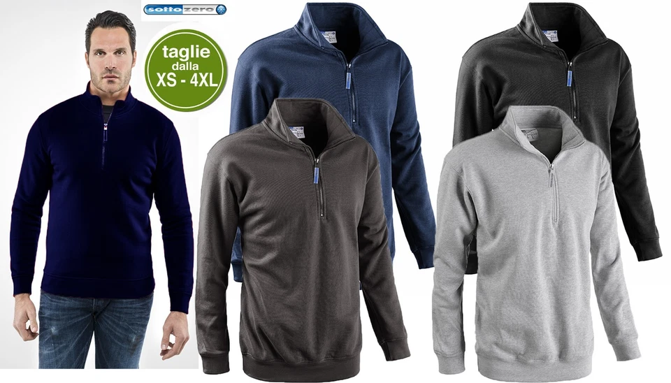 Felpa da Lavoro Uomo Donna Blu Grigio Invernale Mezza Zip Comoda Taglie Forti SC - Immagine 1 di 4