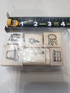 Lot of 6 household items keys cup planter envelope  rubber stamps #139 - Picture 1 of 4
