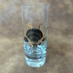 Souvenir Collectible Florida 4" Shot Glass Shooter Blue Gold Shells ERCO Vintage - Picture 1 of 4