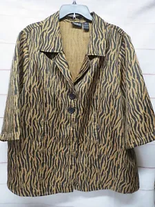 Maggie Barnes Plus Size 2x 22/24 Brown & Black Zebra Print Jacket Blazer 3/4 Sl - Picture 1 of 6