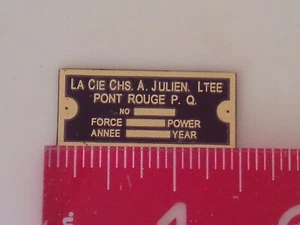 1/3 scale Julien Engine Brass Name Plate tag Nameplate - Picture 1 of 1