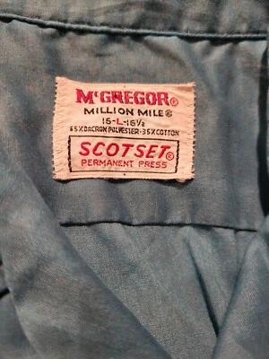 Camisa Escocesa McGregor Million Mile Años 60 De Colección Azul Cuello Lazo 16 L 16 1/2 Foto 1 de 4