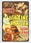 1933 HEADLINE SHOOTER RALPH BELLAMY AFFICHE DE FILM panneau métal étain art de la ferme