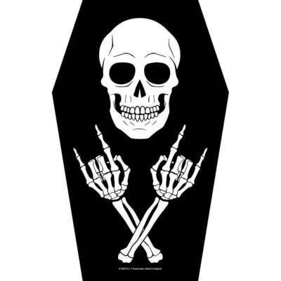 GENERIC LARGE BACK PATCH: COFFIN SKELETON : skull and crossbones biker goth gift - Image 1 of 4