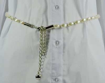 Adjustable Brilliant Artificial Pearl Chain pendant Party Wedding Waist Belt LT8 - image 1 of 4