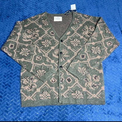 Jack & Jones Premium Cardigan Sweater Mens Large Multicolor Jacquard Tight Knit - Image 1 of 4