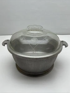 Vintage Guardian Service Ware Hammered Aluminum 10" Roaster with Glass Lid  - Picture 1 of 18
