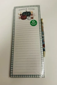 New Lined Note Pad "Pumpkin Season" with Pumpkin Pen Magnet Clementine Vietnam - Picture 1 of 7