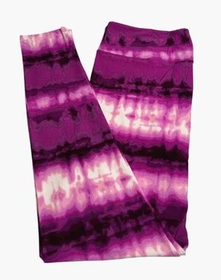 LuLaRoe Leggings TC Tall Curvy Tropical MAGENTA Pink TIE DYE Tribal Stripe SOFT - Image 1 of 4