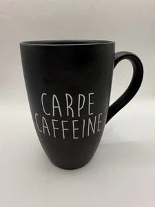World Market Ceramic Coffee Mug “Carpe Caffeine” Matte Black - Picture 1 of 4