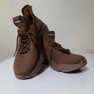 Bebe Women's Sport High Back Tennis Shoes Size 9.5 Brown - Picture 1 of 7