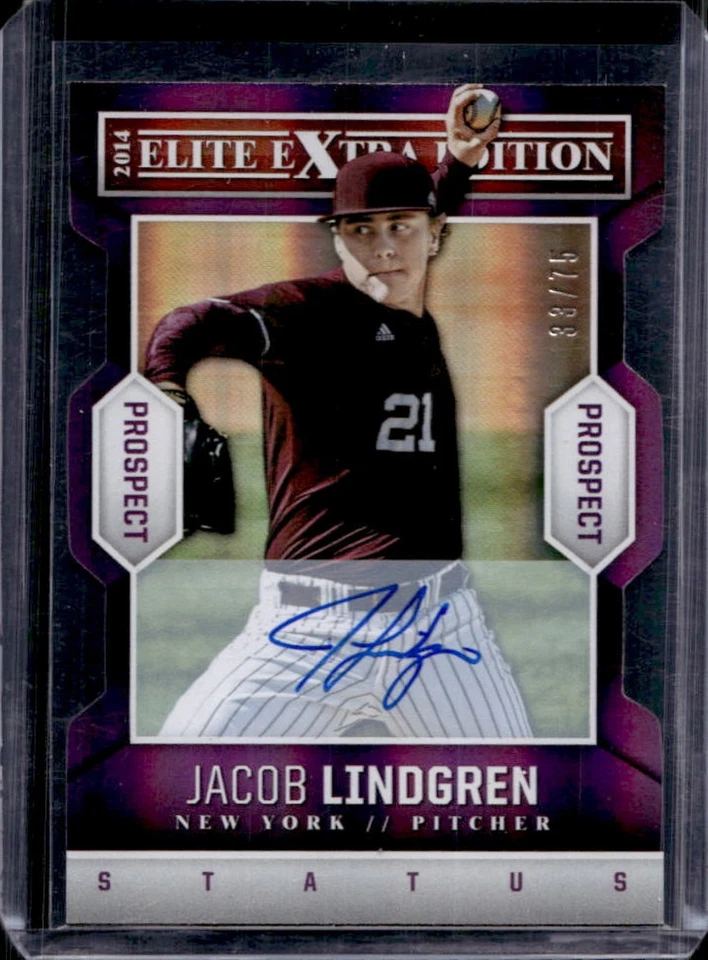 2014 Elite Extra Edition Jacob Lindgren Prospects Status Purple Auto #33/75 - Image 1 of 2