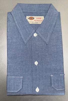 Camisa de Trabajo De Colección Dickies NOS Cambray Manga Corta Grande con Etiquetas Original Plegable Foto 1 de 4