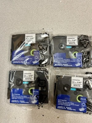 TZE-231 Compatible Brother P Touch Label Tape WHITE 12mm Standard 4 Pk - Image 1 of 4