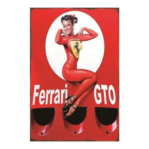 Ferrari GTO Sexy Metal Tin Sign Garage Rustic Man Cave Poster Bar Wall Decor - Picture 1 of 4