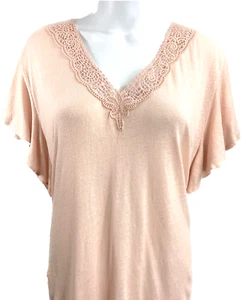 Lauren Ralph Lauren Linen Blend Jersey Flutter Pale Pink Blouse XL MSRP $89.50 - Picture 1 of 7