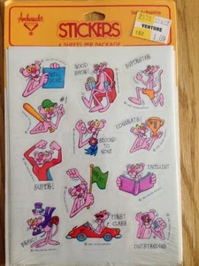 RARE!! Vintage Hallmark Pink Panther Reward Stickers 4 Sheet Pkg. 1983! Fun - Picture 1 of 3