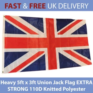 2x Large Union Jack Flag 5 x 3FT Great Britain Fabric Polyester British GB Sport - Picture 1 of 9