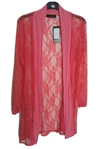 Sommer Spitzennetz Blumenmuster Strickjacke Strandbekleidung Abdeckung Kimono Pfirsich/Orange M/L - Bild 1 von 6