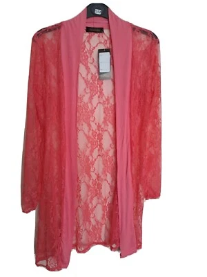 Sommer Spitzennetz Blumenmuster Strickjacke Strandbekleidung Abdeckung Kimono Pfirsich/Orange M/L - Bild 1 von 4