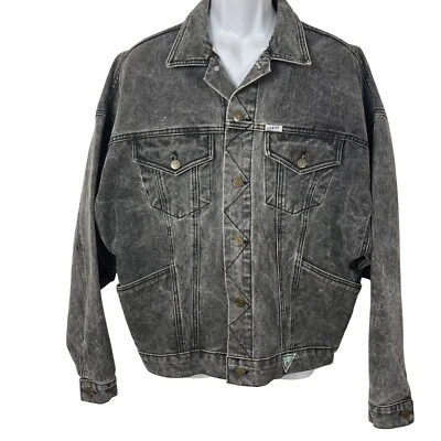 Vintage Guess Georges Marciano Acid Wash Denim Jacket Mens Medium Gray Baggy - Image 1 of 4