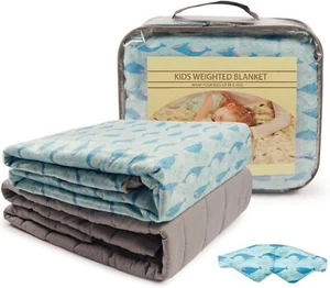 Weight Blanket W/Removable Washable Kids Duvet Cover + Eye Mask 7 lbs 41x60" - Picture 1 of 6