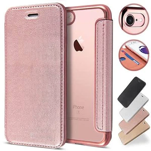 Book Leather Clear Wallet Flip Cover Case For iPhone 15 14 Pro Max 13 12 11 XR 8 - Picture 1 of 19