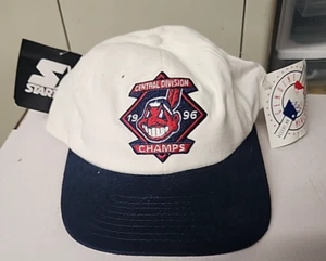 Cappello Berretto Snapback 1996 Vintage Starter Cleveland Indians AL Central Champions NUOVO - Foto 1 di 6