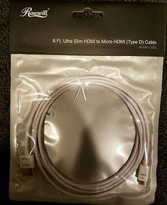 *NEW Rosewill RCHM-12002 - 6-Foot Ultra Slim-to-Micro HDMI Cable (A to D Type) - Picture 1 of 2