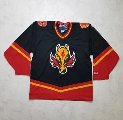 Authentic CCM Calgary Flames Blasty Horse Head Jersey Vintage Black Alternate L - Image 1 of 4