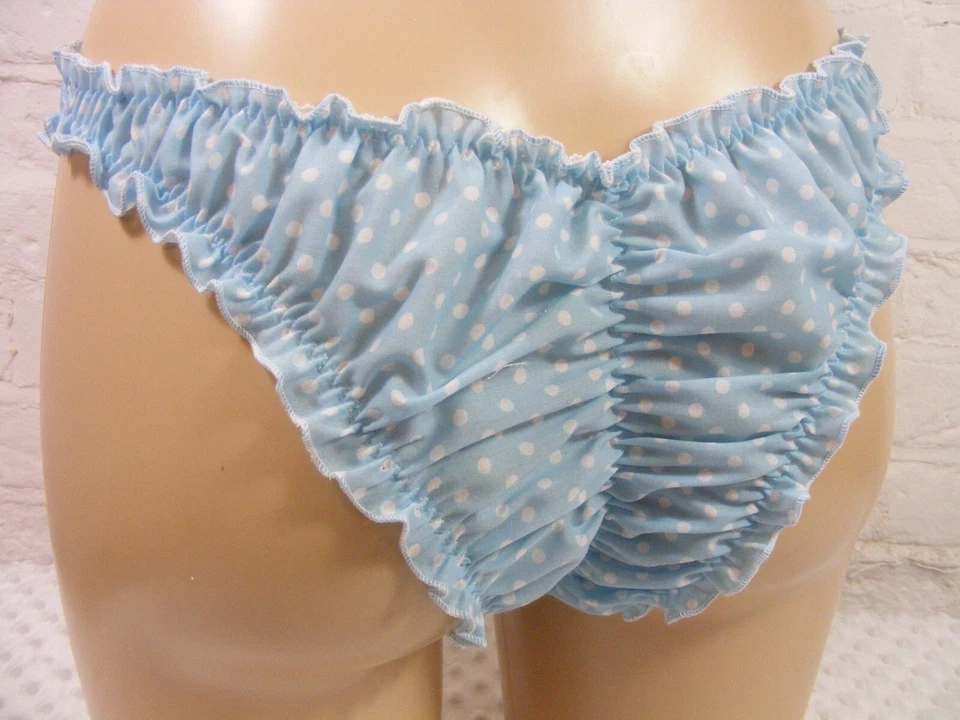 sissy blue spotted scrunch butt  panties mens sexy knickers cd - Image 1 of 2