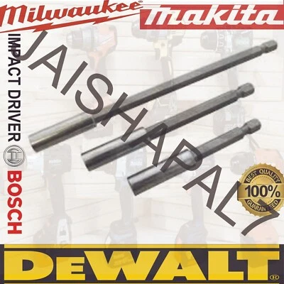 MAKITA, DEWALT, BOSCH, MILWAULKEE 3PC MAGNETIC BIT HOLDER SET 50M 100M 150M 1/4" fits DEWALT MAKITA IMPACT DRIVERS