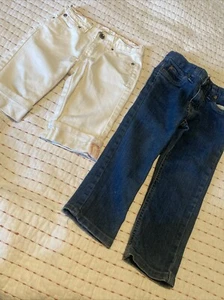 HURLEY GIRLS PANTS White Denim Other Is Medium Wonder 2 Pair Bundle Size 3T - Picture 1 of 5