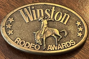Vintage 1970s Winston Rodeo Award Bucking Horse Western Oval Belt Buckle (10E) - Picture 1 of 3