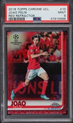 2018-19 Topps Chrome Joao Felix Red Refractor /10 ROOKIE RC PSA 9 - Image 1 of 2