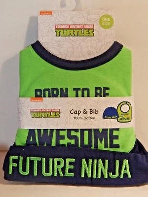 Boné e babador TMNT recém-nascido 100% algodão tartarugas ninja adolescentes mutantes - Imagem 1 de 4