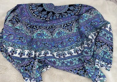 Tapiz medallón floral elefante azul púrpura sin marca bohemio colgante de pared Foto 1 de 4