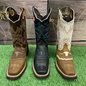 HERREN REYWELT COWBOYSTIEFEL WESTERN TYP GUMMI SOHLE BULLENDRUCK SCHWARZ BRAUN #250 - Bild 1 von 12