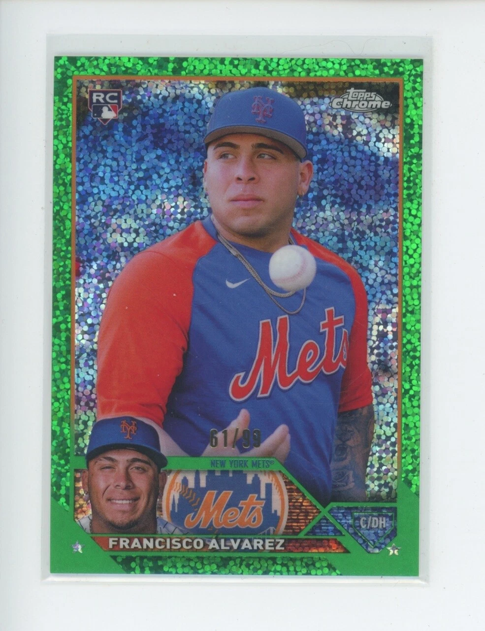 FRANCISCO ALVAREZ RC 2023 TOPPS CHROME #203 GREEN /99 REFRACTOR METS
