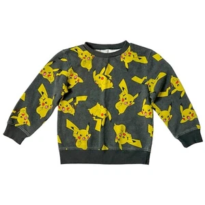 Vintage Boys XS Pokemon Pikachu Gray Long Sleeve Pullover Sweater Sweatshirt - Picture 1 of 6