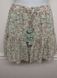 NWT BB Dakota Steve Madden Skirt S Mini Floral Green Elastic Waste Chiffon - Picture 1 of 7