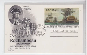 TurtlesTradingPost- Landing of Rochambeau Postal Card 1980 #UX84 Artcraft FDC - Picture 1 of 1